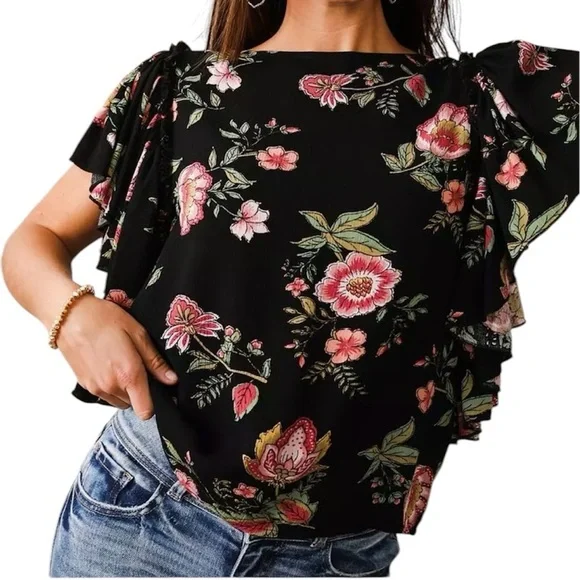 EUC Willow+Root Buckle Floral Blouse Small - Picture 2 of 3